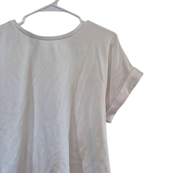 Express Women's White Rayon/Nylon/Spandex Cuffed Short Sleeve T-shirt with Sash - Picture 2 of 10